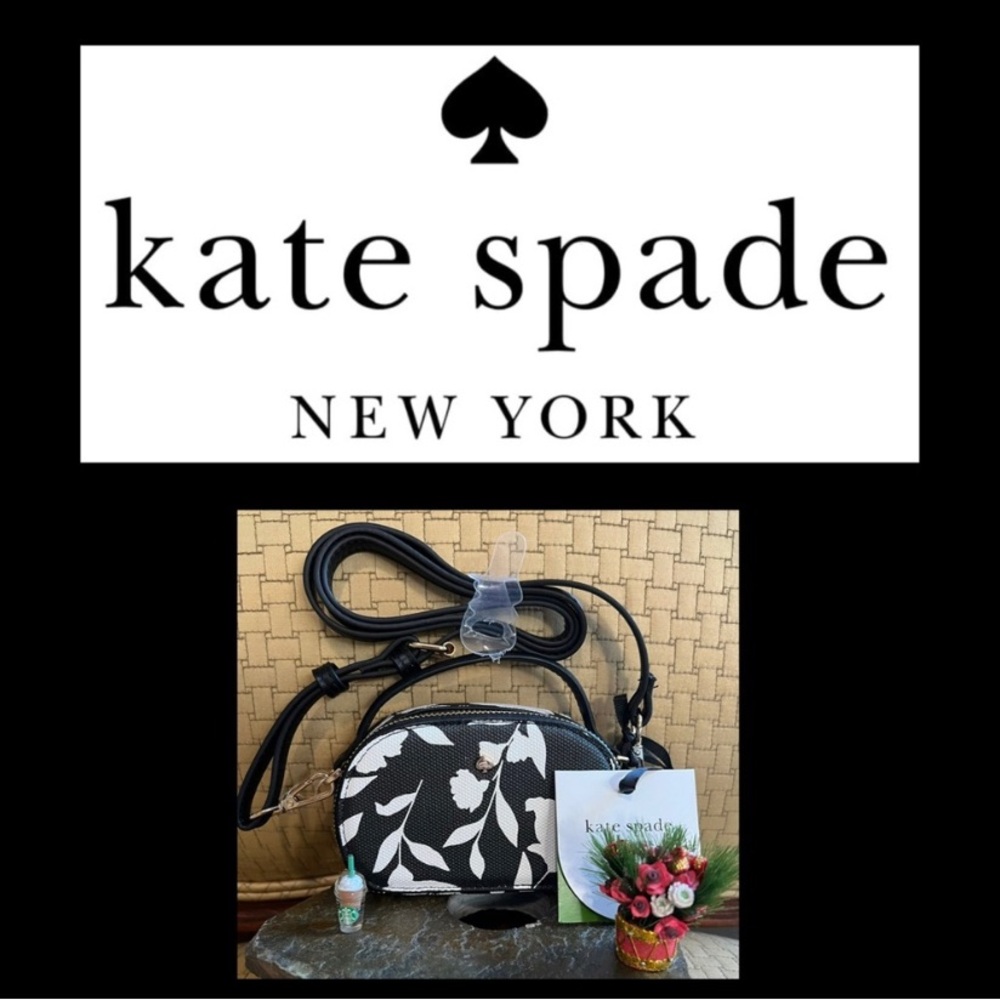 kate spade Black and White Floral Mini Crossbody Bag